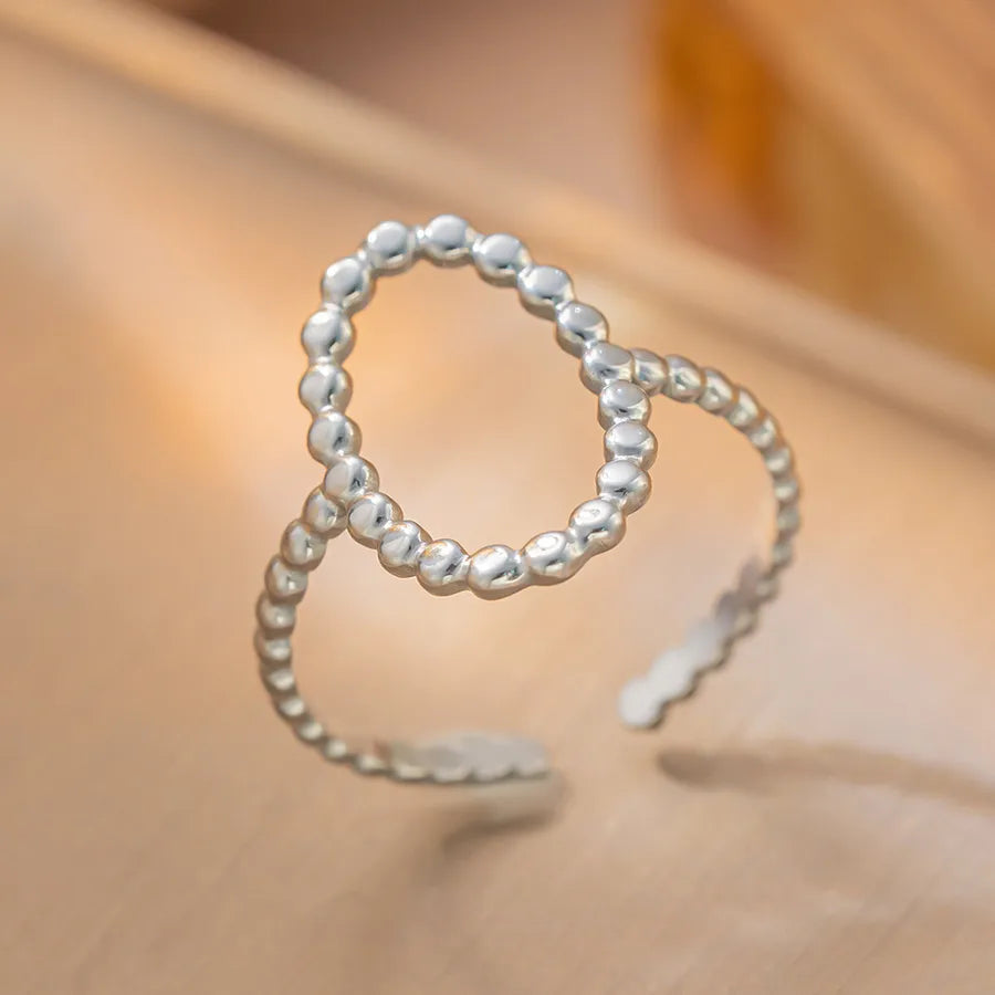 Gold Plated Geometric Titanium Steel Open Ring K112 Gold Ring Adjustable