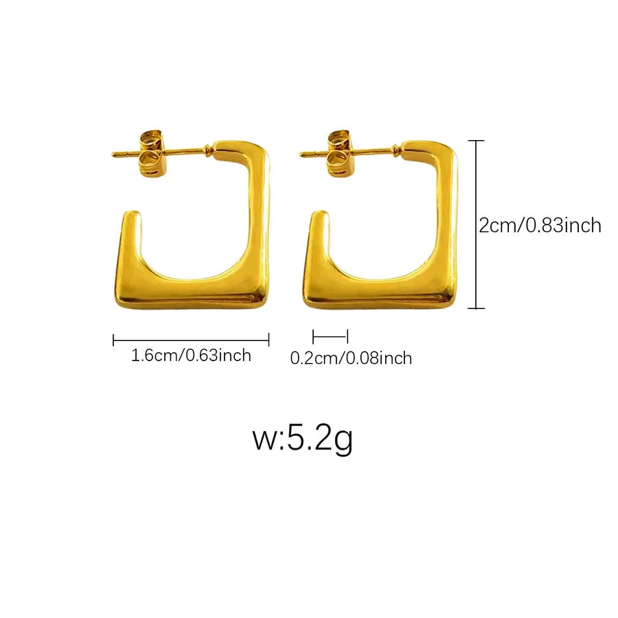 Elegant Gold Titanium Steel Hoop Earrings