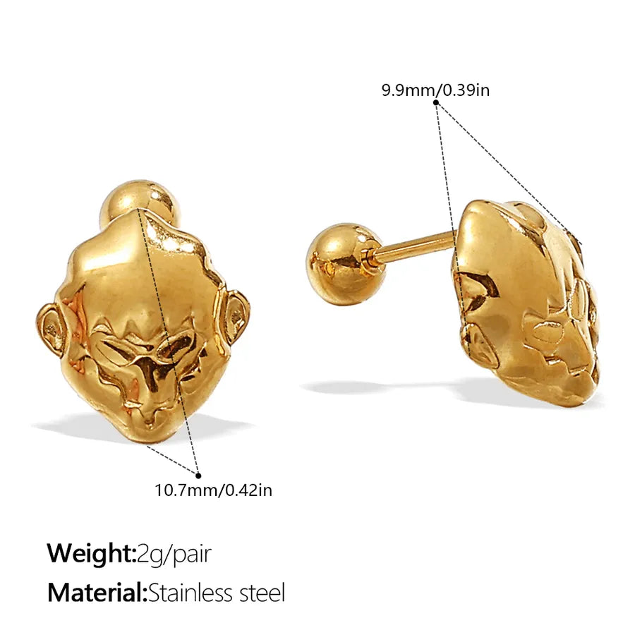 Gold Plated Stainless Steel Bear Earrings EH1209G Piercing Earrings