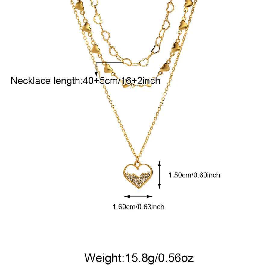 Gold Heart Multi-Layer Chain Necklace N04187G