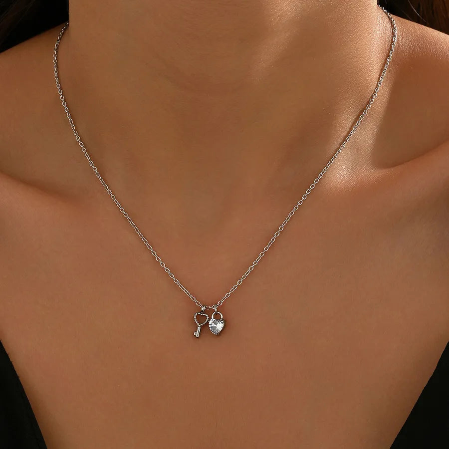 Heart & Key Pendant Necklace for Women