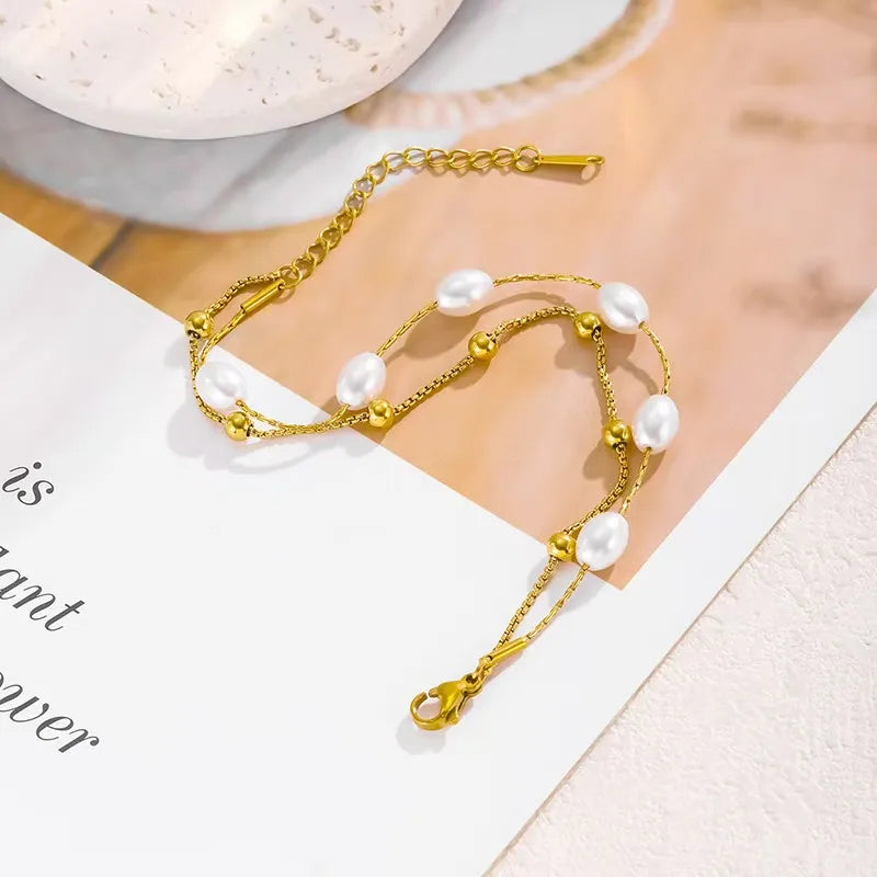 Double Layer Gold Stainless Steel Bracelet