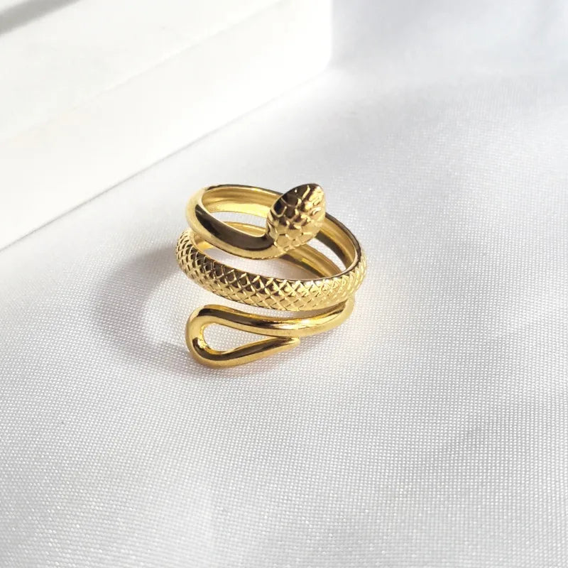 18K Gold Snake Open Ring – Stainless Steel Style 3