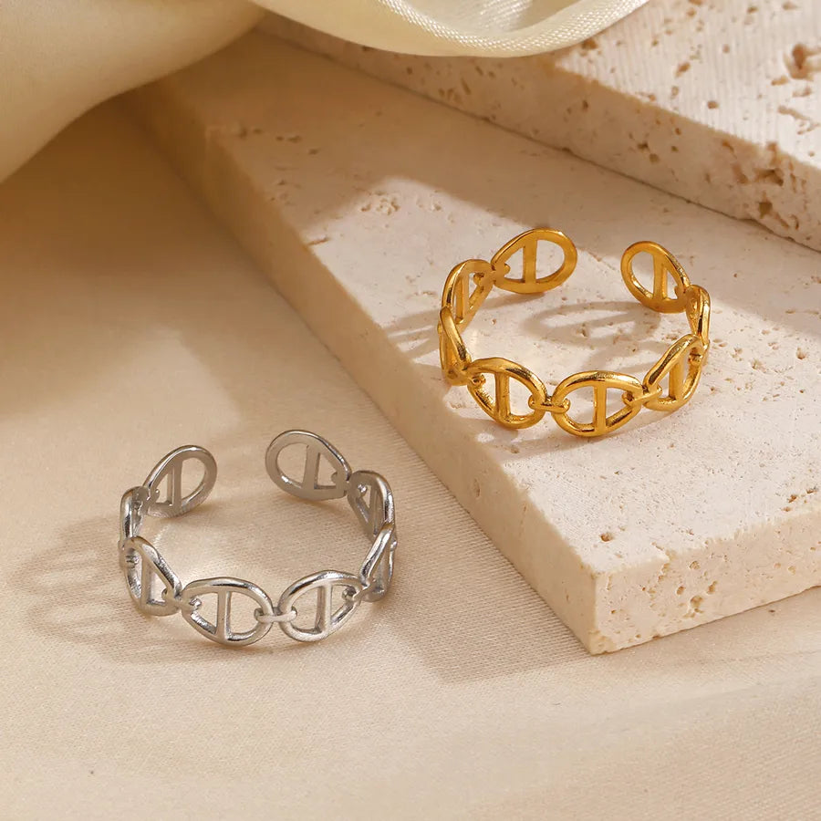 18K Gold PVD Coated Geometric Stainless Steel Ring