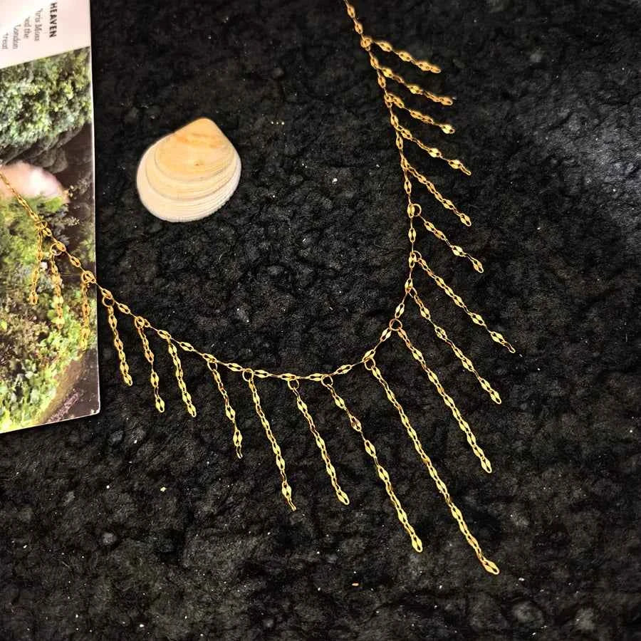 Golden Tassel Titanium Necklace