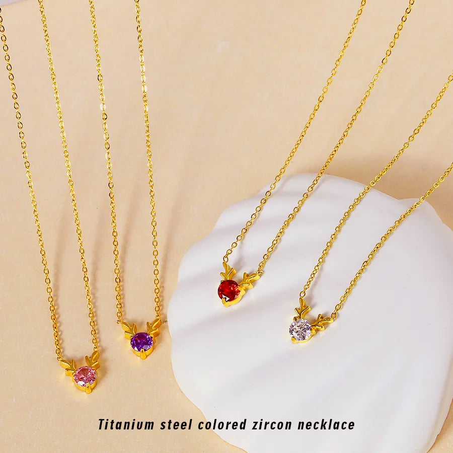 Elegant Deer Pendant Necklace – PVD Gold Stainless Steel