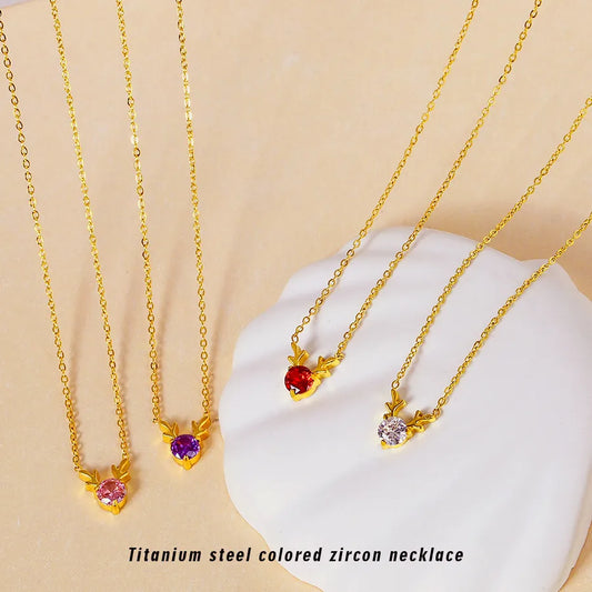 Elegant Deer Pendant Necklace – PVD Gold Stainless Steel