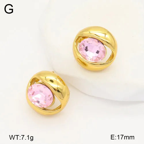 18K Gold Plated Round Stud Earrings for Women