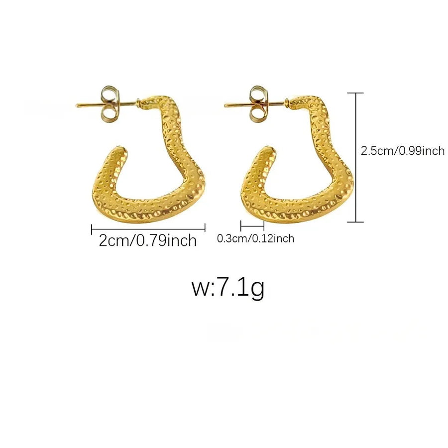 Elegant Gold Titanium Steel Hoop Earrings