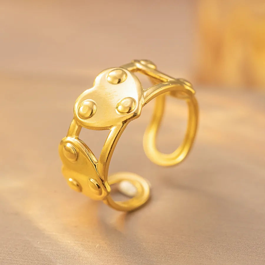 Heart-Shaped Titanium Steel Adjustable Ring K261 Gold Ring Adjustable