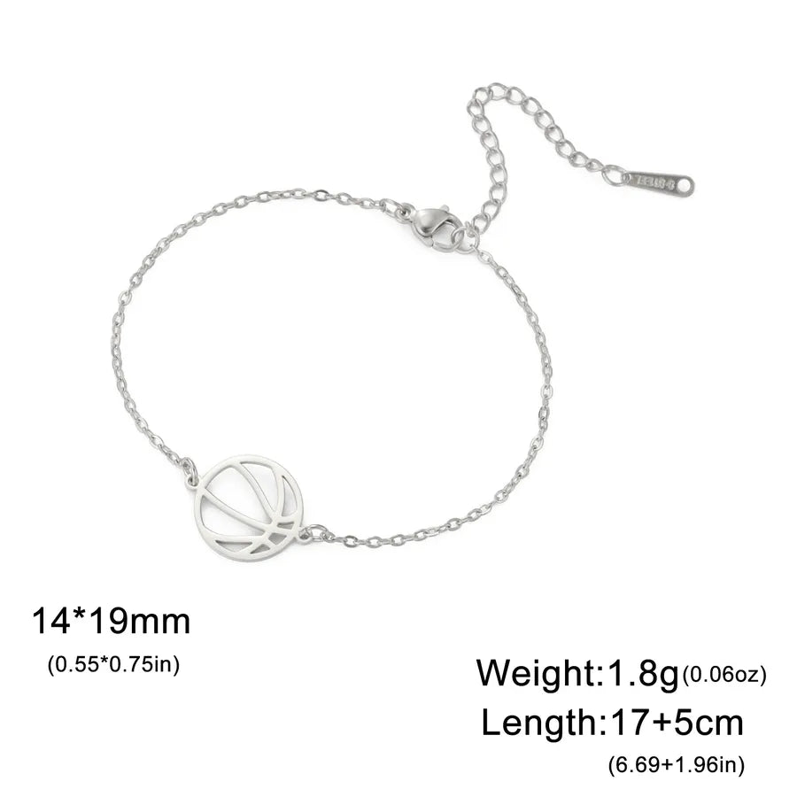 Stainless Steel Sports Pendant Bracelet Steel Color Basketball-Cross Chain