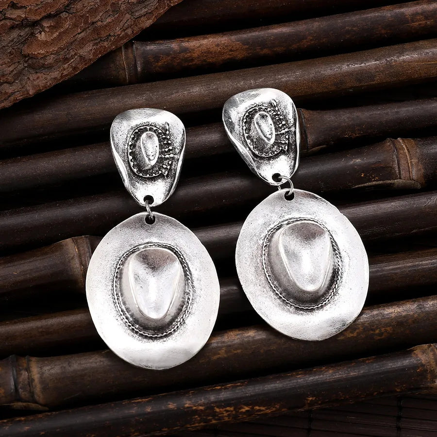 Vintage Western Cowboy Hat Drop Earrings