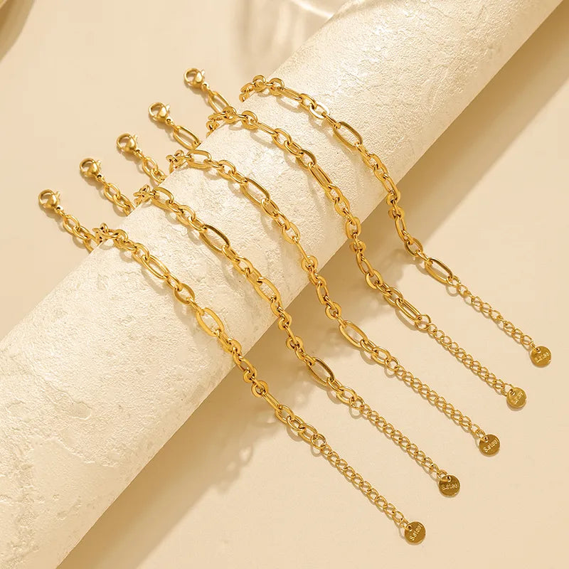 Gold Stainless Steel Geometric Chain Bracelet