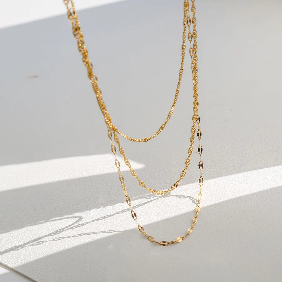18K Gold Triple Layer Stainless Steel Necklace