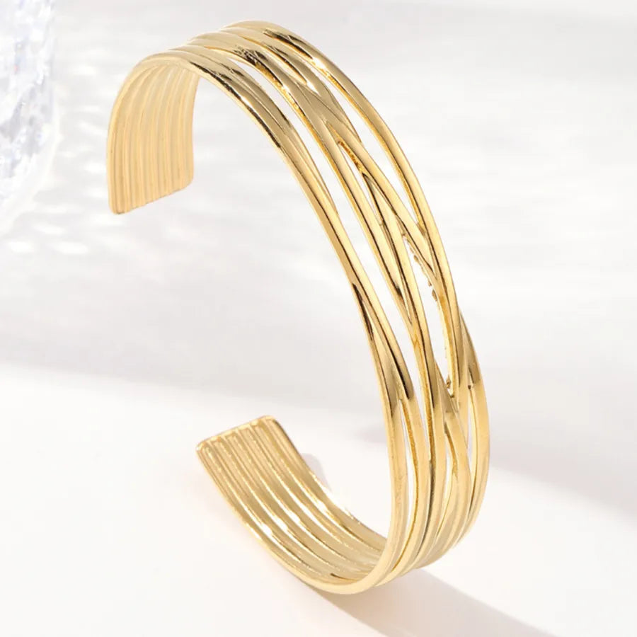 Unisex Titanium Steel Wide Cuff Bracelet WSZ007-2 Adjustable Opening