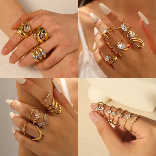 Gold Plated Geometric Stainless Steel Ring