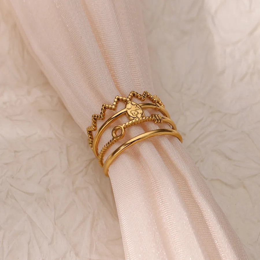 18K Gold Plated Cross & Heart Open Ring