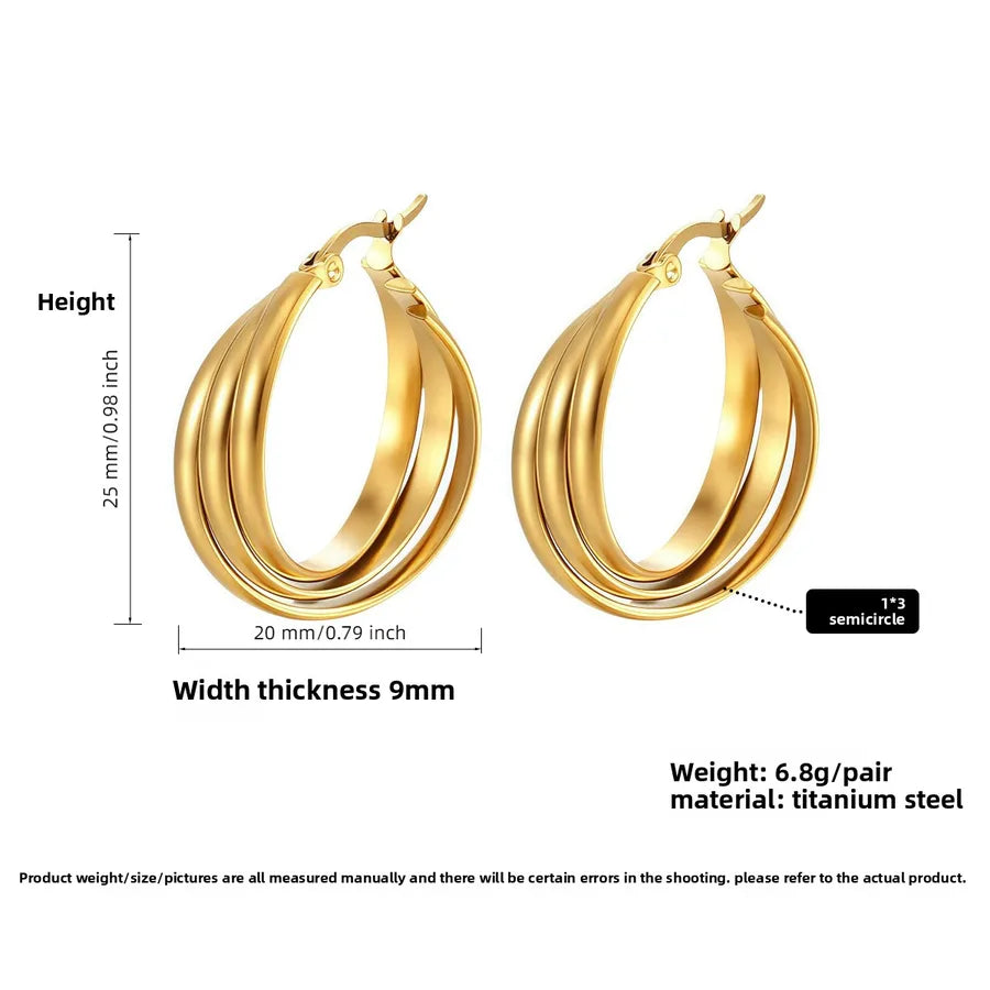 Titanium Steel Geometric U-Shaped Earrings PJER256 Gold 20mm