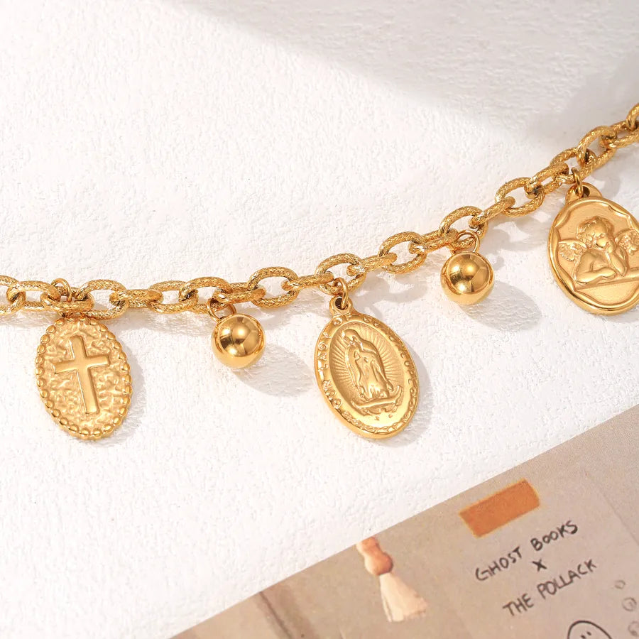 Gold Pharaoh's Cross Angel Bracelet for Women