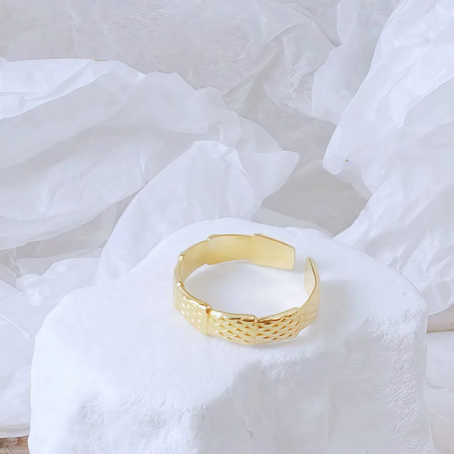 Gold Bamboo Titanium Steel Open Ring Adjustable Opening Golden Hydraulic J43