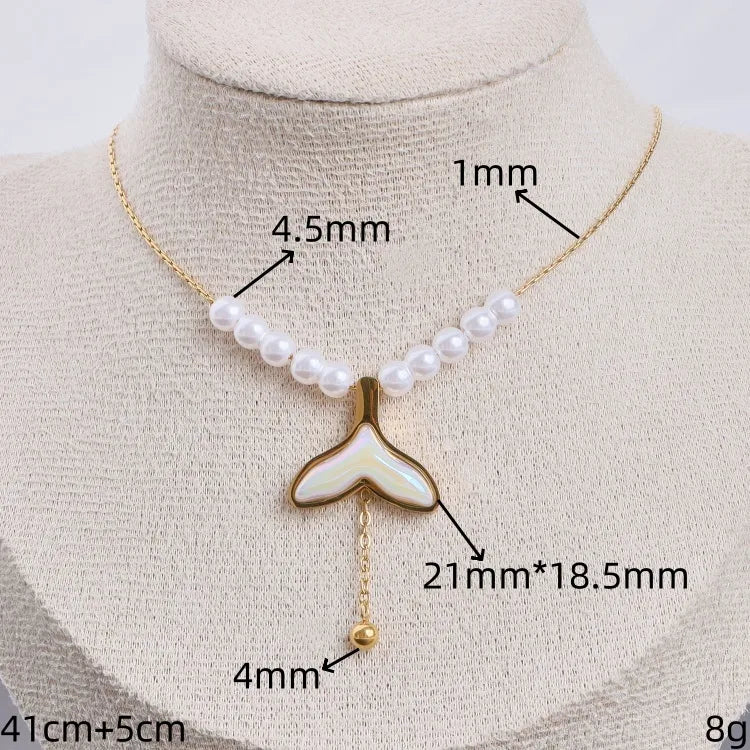 Gold Butterfly Pendant Necklace with Pearl Chain 21mm*18.5mm Gold 1 Piece