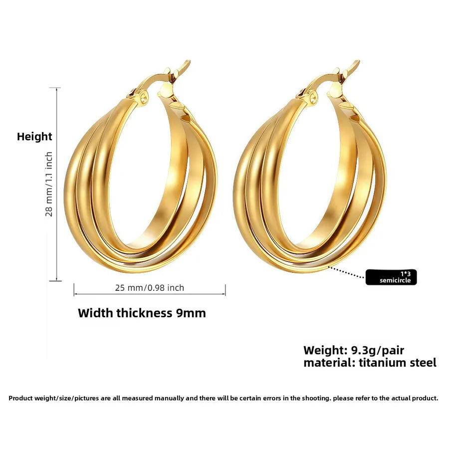 Titanium Steel Geometric U-Shaped Earrings PJER256 Gold 25mm