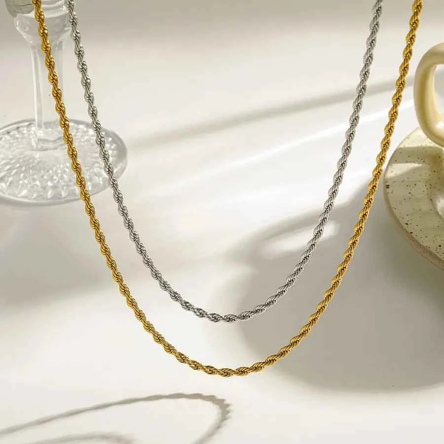 18K Gold Plated Stainless Steel Twist Necklace