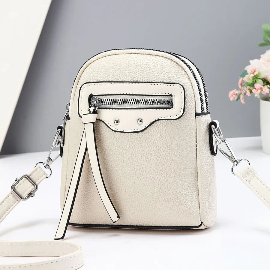 Minimalist Women's Crossbody Shoulder Bag White Vertical Style 15*5*18CM