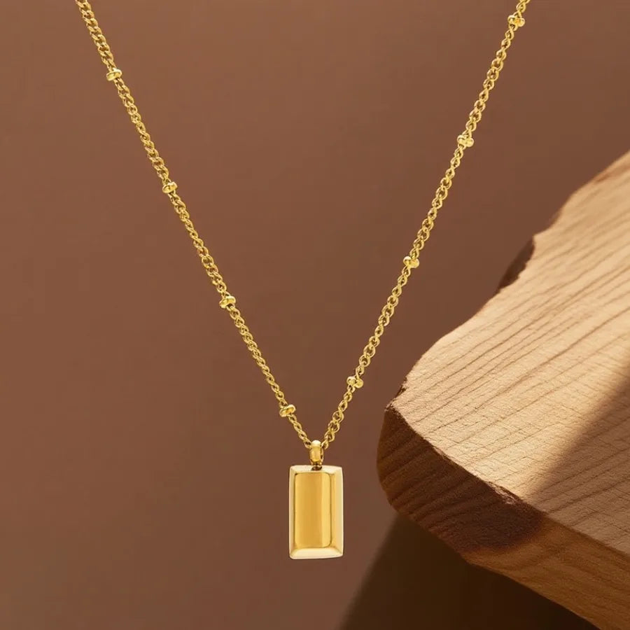 Gold Heart Shell Pendant Necklace X0154-Small Gold Brick-Necklace- Gold