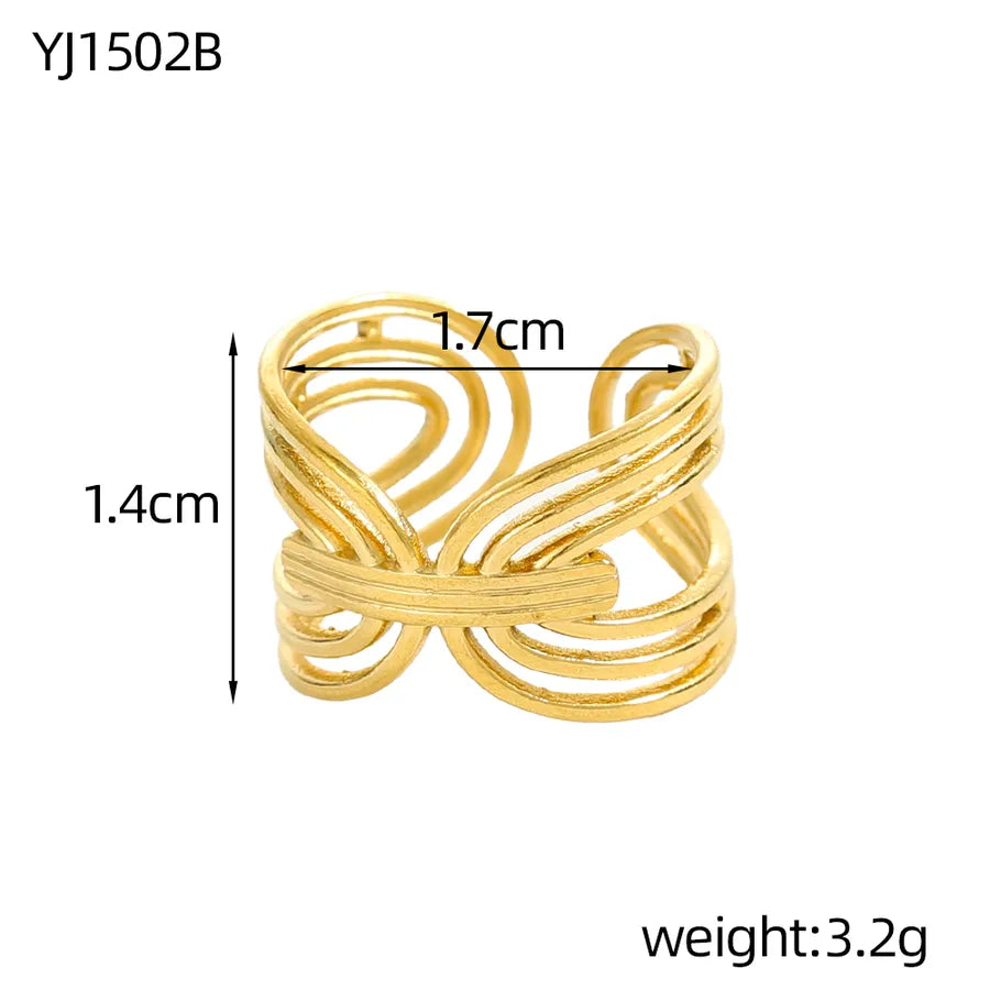 Geometric Titanium Steel Open Ring in 14K/18K Gold One Size YJ1502B 9*9*1