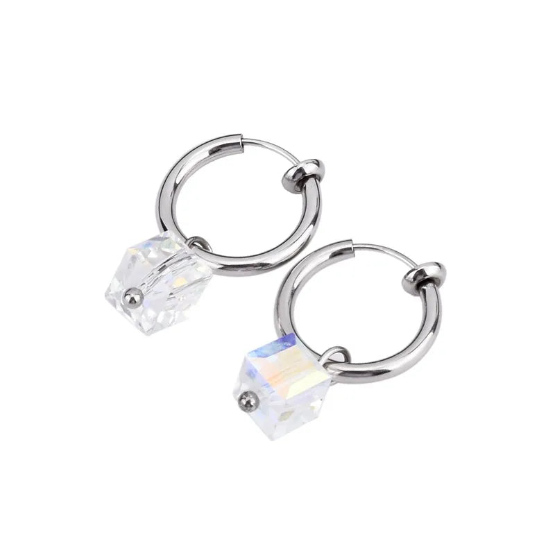 Unisex Geometric Titanium Steel Hoop Earrings