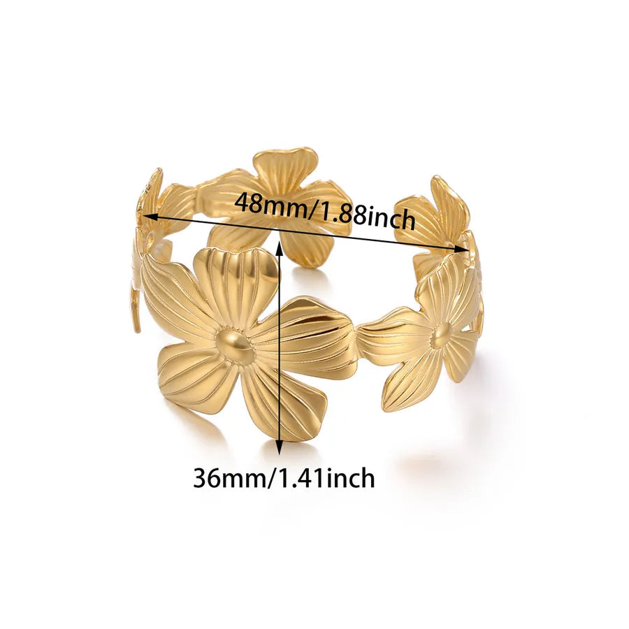 Geometric Butterfly & Flower Open Bangle Bracelet B1864G