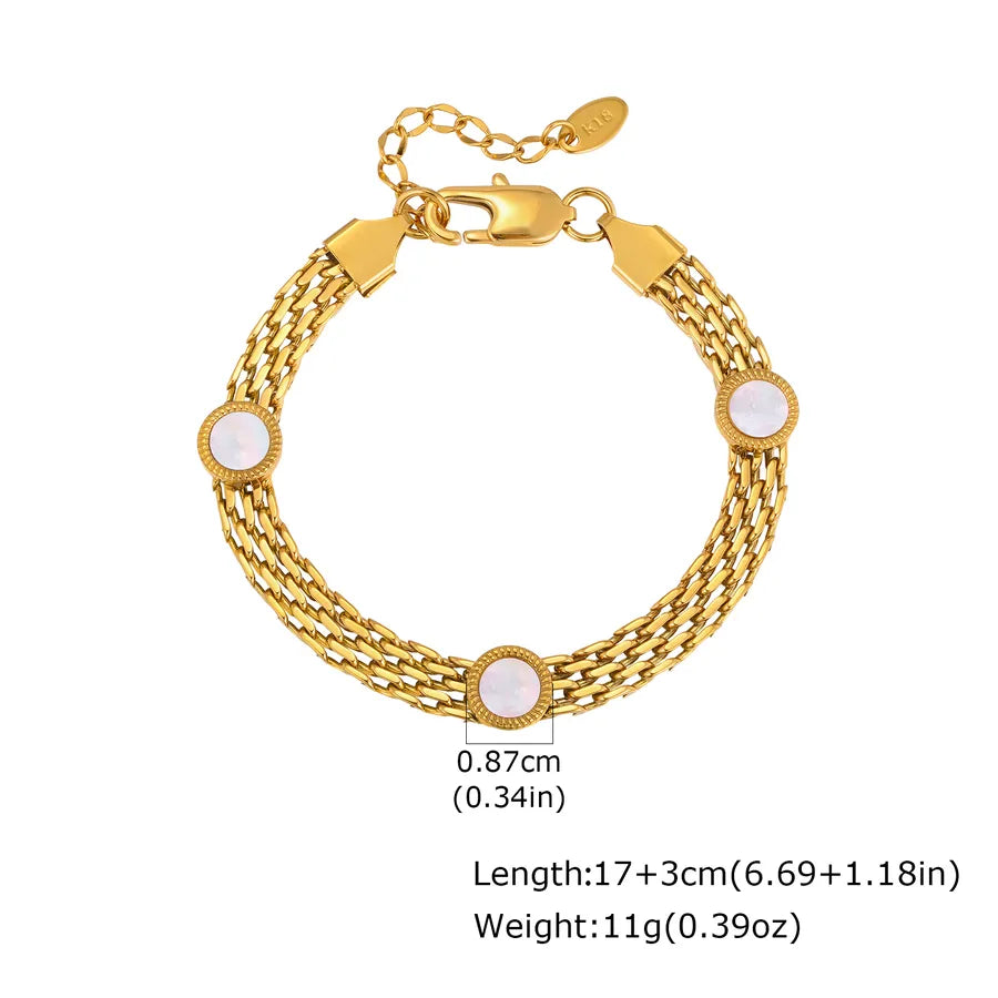 Women's Gold Mesh Flower Bracelet with Zircon BR-2650G01