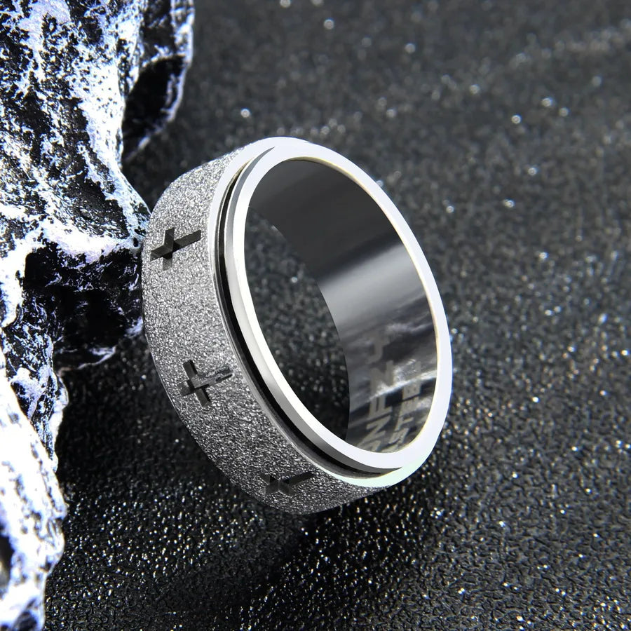 Retro Titanium Steel Geometric Couple Ring