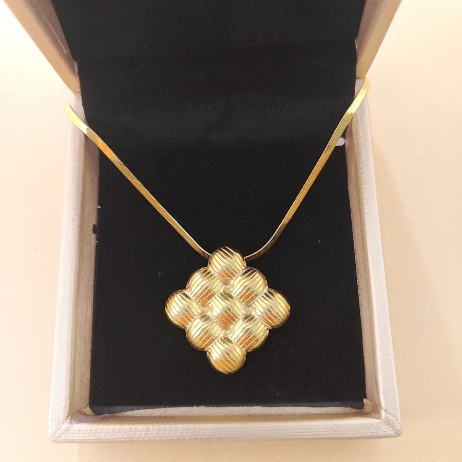 Gold Square Pendant Necklace for Women