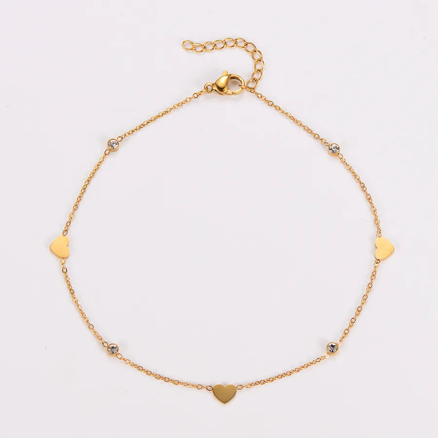 18K Gold Plated Three Heart Anklet
