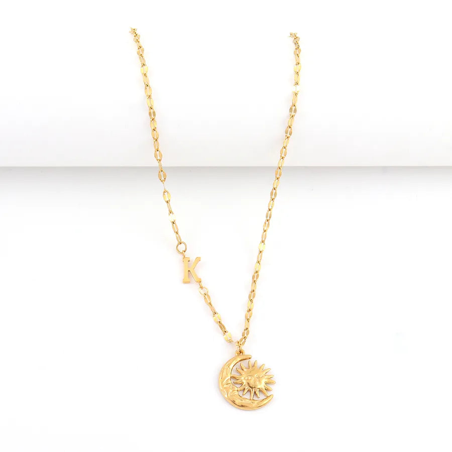 18K Gold Plated Sun & Moon Pendant Necklace