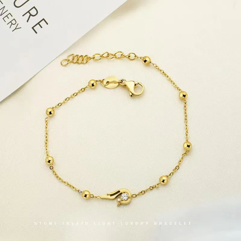 Four-Leaf Clover Zircon Titanium Bracelet