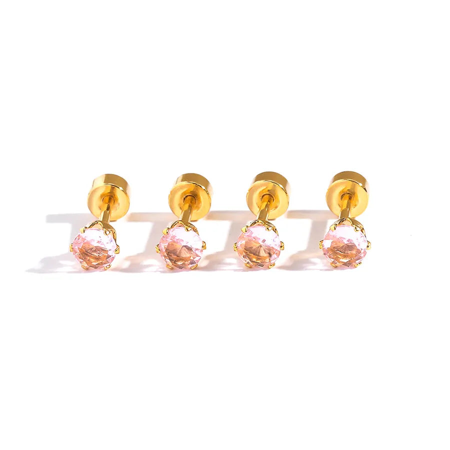 12 Pairs Gold Heart Stainless Steel Earrings