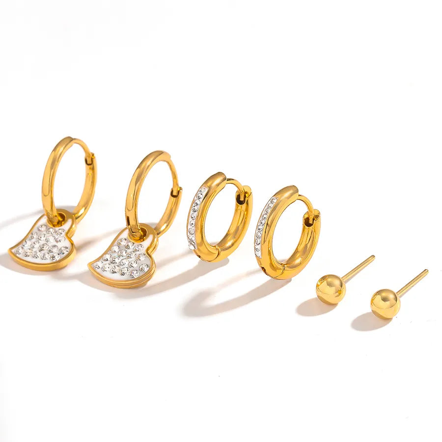 Gold Plated Heart Earrings Set – 3 Pairs