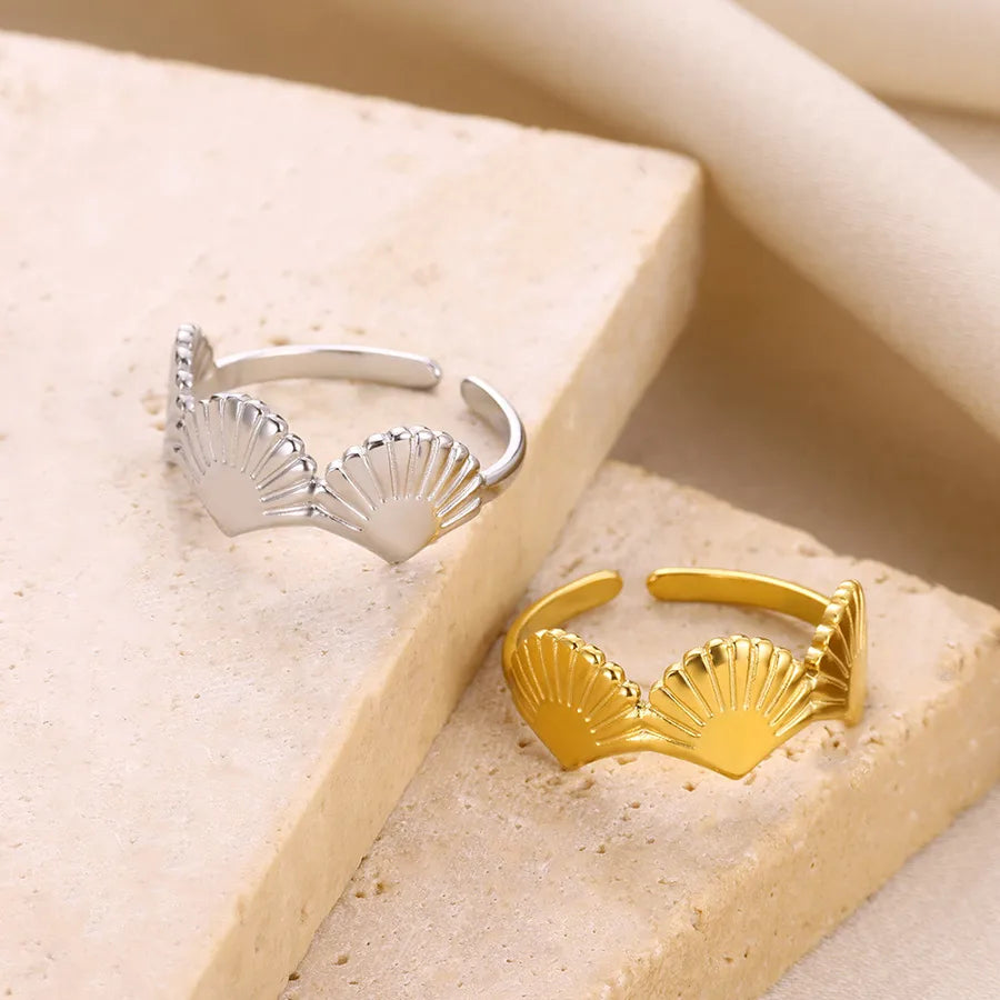 Gold Plated Geometric Leaf Stainless Steel Ring