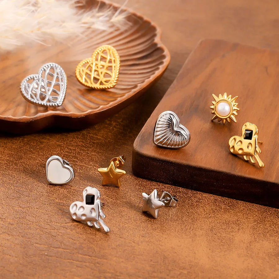 Vintage Sunflower Half Stud Earrings