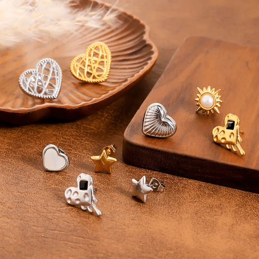 Vintage Sunflower Half Stud Earrings