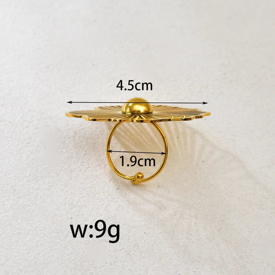 18K Gold Geometric Stainless Steel Ring for Women