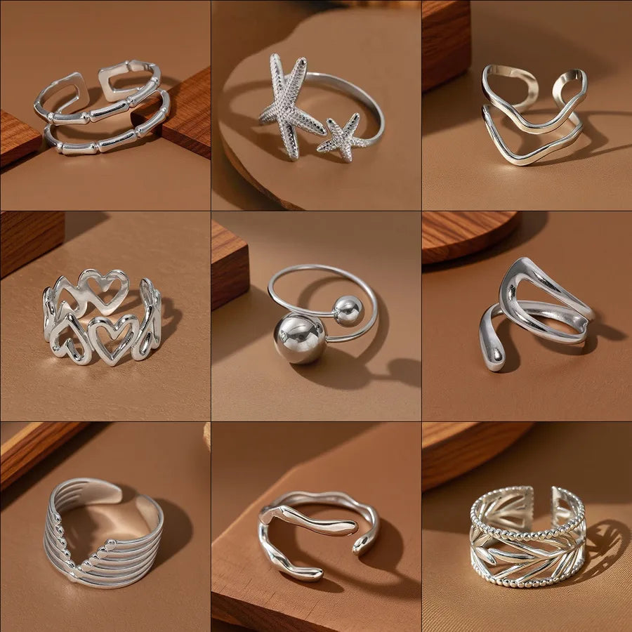 Stainless Steel Geometric Ring Set for Women