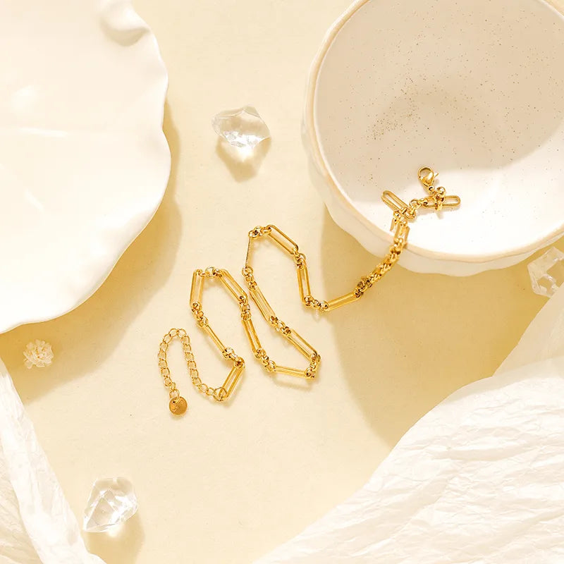 Unisex Gold & Steel Stainless Steel Chain Necklace