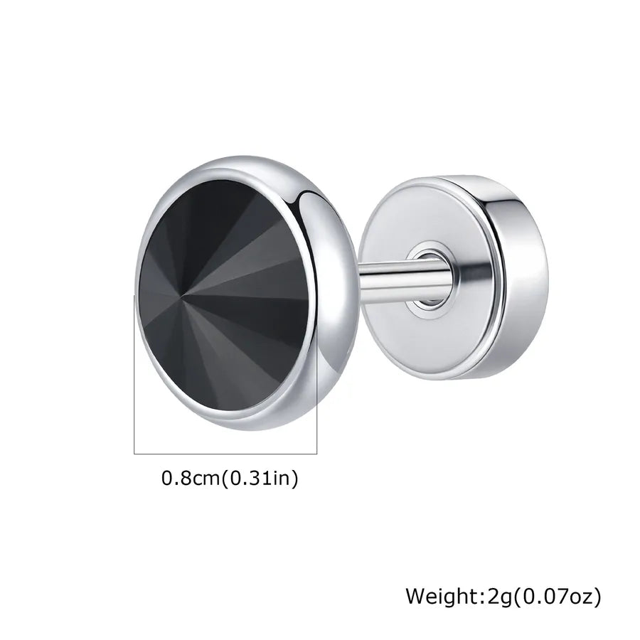 Unisex Stainless Steel Zircon Stud Earring Steel Black Zircon A Piece