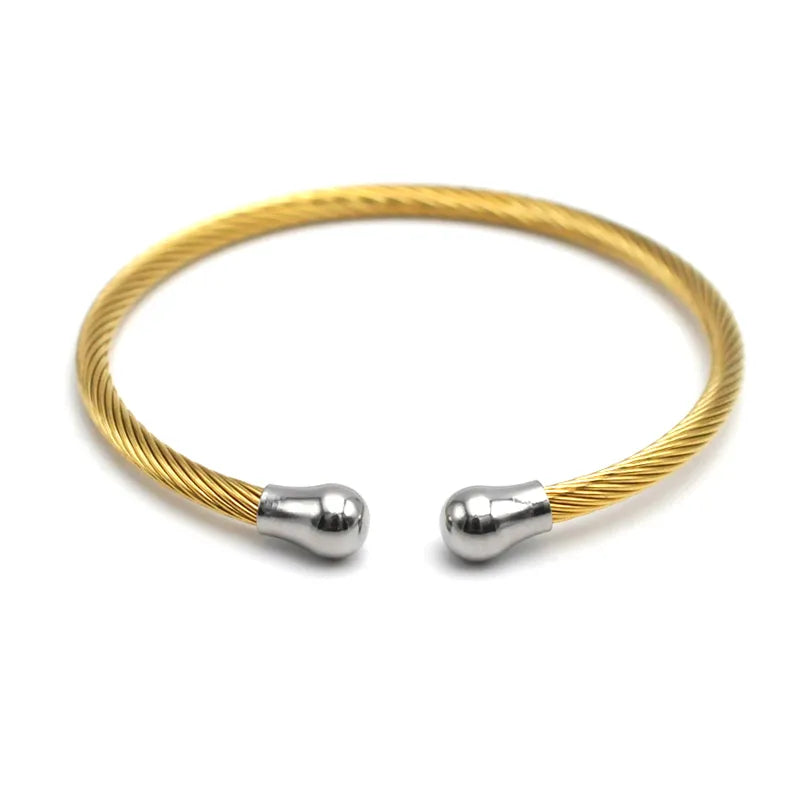 Gold Plated Wire Rope Open Hand Bracelet