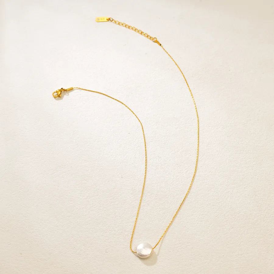 18K Gold Plated Pearl Stainless Steel Necklace