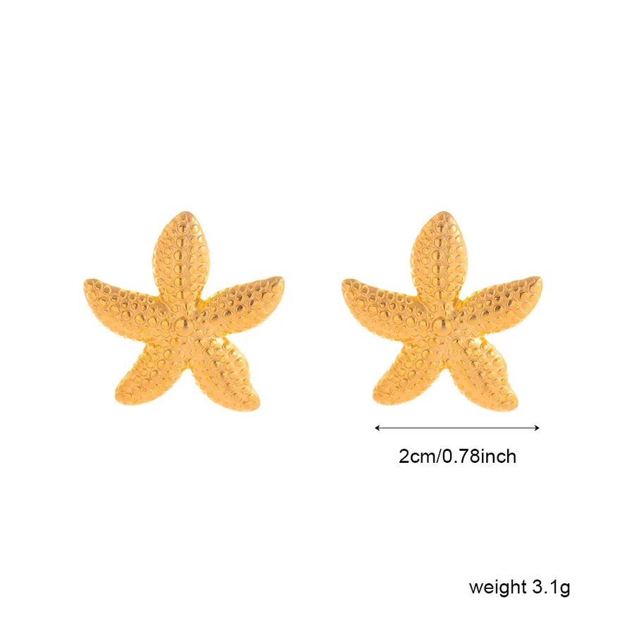 Titanium Steel Flower Stud Earrings for Women ER200-G